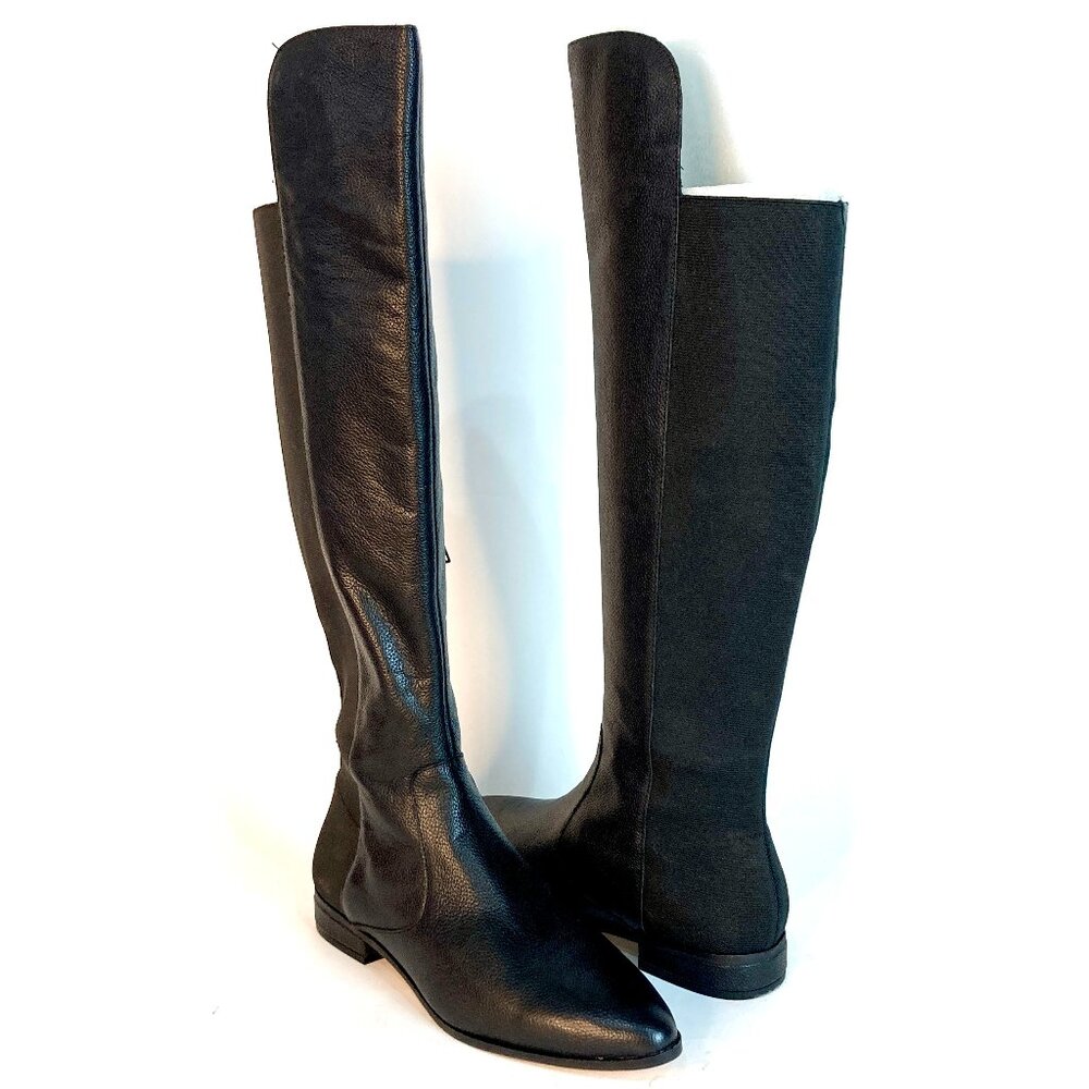 BNIB Enzo Angiolini Black Leather Knee High Boots Marala Tall OTK Riding 8.5